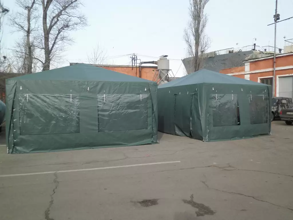Намет із ПВХ (хакі) армійський зі збірно-розбірним каркасом
